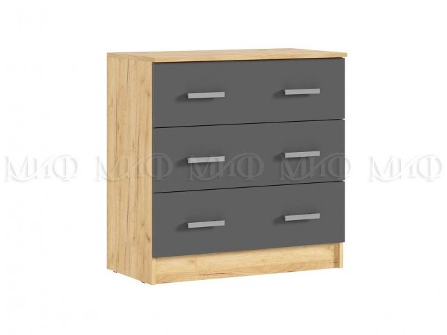 Басямиф Комод 3 ящика (Дуб крафт/ Графит) фото