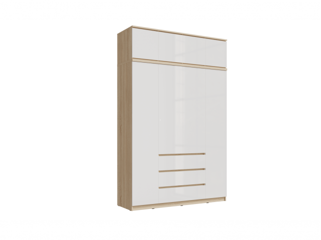 Челси Шкаф 1600 + антресоль 1600 (Белый глянец, Дуб Сонома) фото