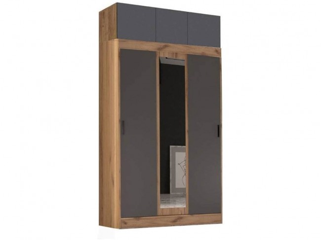 Шкаф-купе с антресолью (Дуб крафт/ Графит) фото