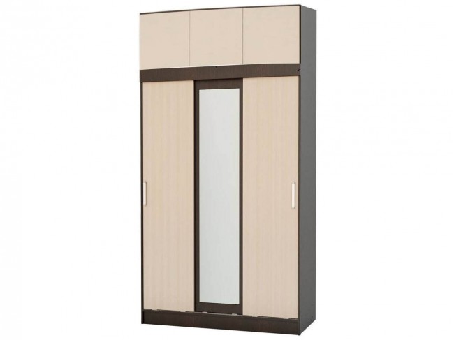Басямиф Шкаф-купе с антресолью (Венге / дуб беленый) фото