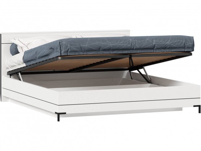 Норд Кровать двуспальная 1800 с подъемным механизмом (Белый/Черн фото