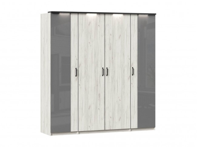 Техно Шкаф четырехстворчатый с комбинированными дверями (Дуб Кра фото