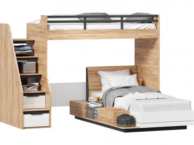 Урбан Кровать-чердак с кроватью односпальной и тумбой приставной фото