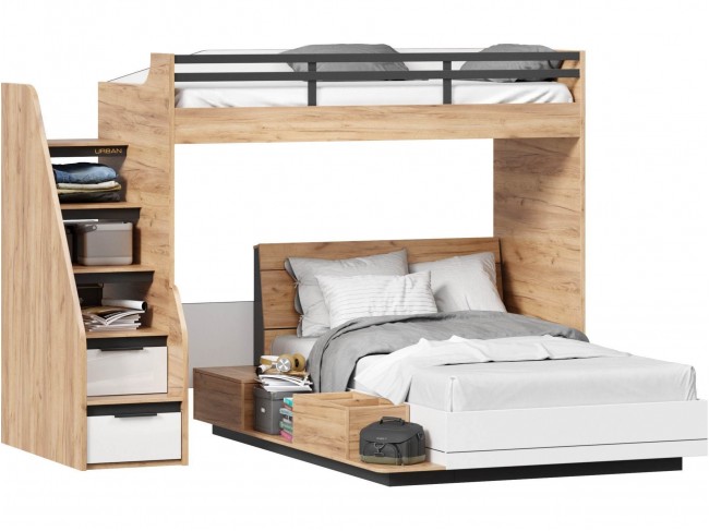 Урбан Кровать-чердак с полутороспальной кроватью и тумбой приста фото
