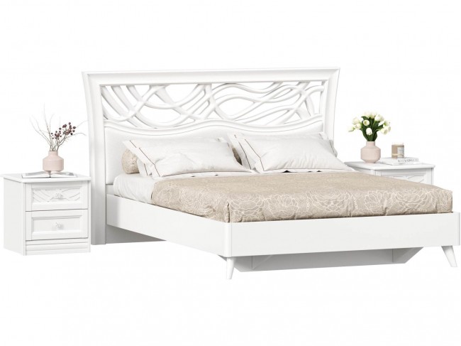 Джулия Кровать двуспальная 1600 с тумбами (Белый) фото