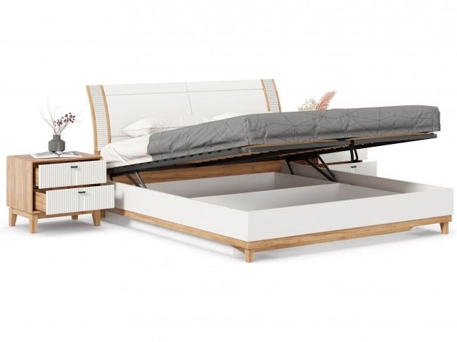 Бари Кровать двуспальная 1800 с подъёмным механизмом с тумбами ( фото