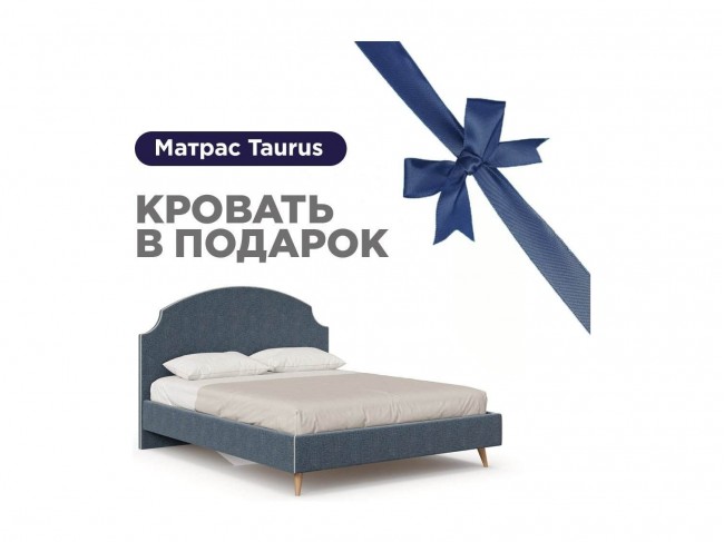 Карен Кровать 1600 мягкая с матрасом Taurus (Синий/Светло-серый) фото