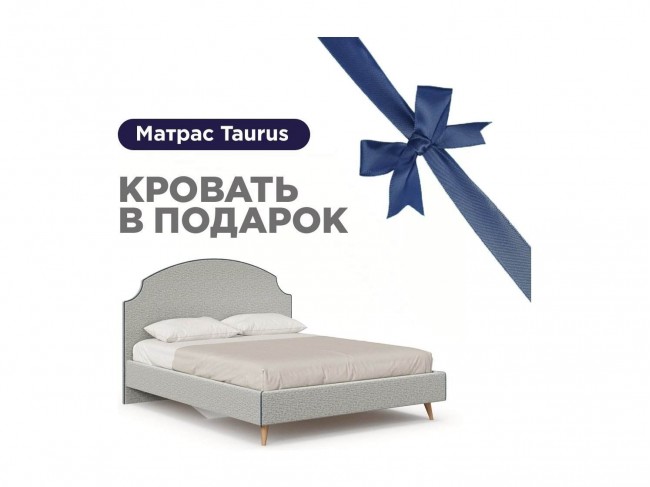 Карен Кровать 1600 мягкая с матрасом Taurus (Светло-серый/Синий) фото