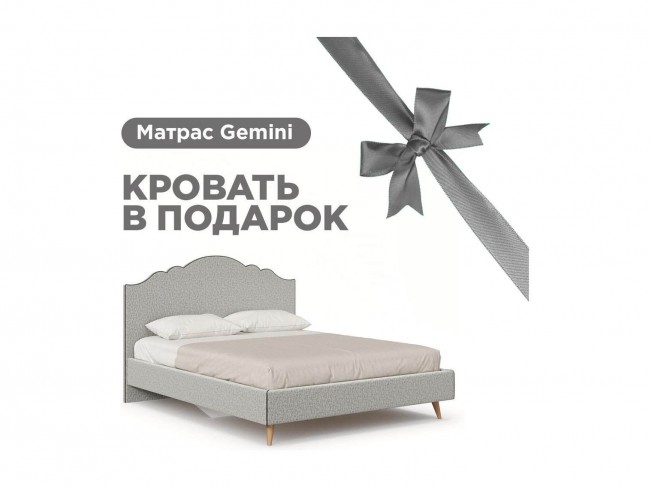 Ариана Кровать 1600 мягкая с матрасом Gemini (Светло-серый/Сталь фото