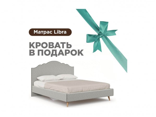 Ариана Кровать 1600 мягкая с матрасом Libra (Светло-серый/Стальн фото