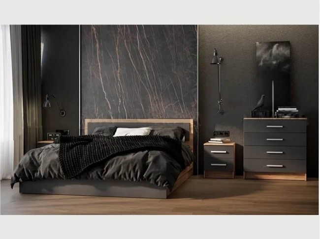 Модульная спальня Мартина, композиция 3 (Дуб крафт/ Графит) фото