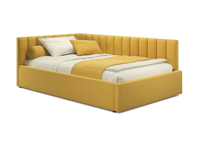 Мягкая кровать Milena 1200 желтая с подъемным механизмом фото