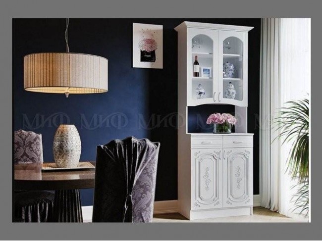 Буфет Лиза 2 двухстворчатый, белый/белый глянец фото