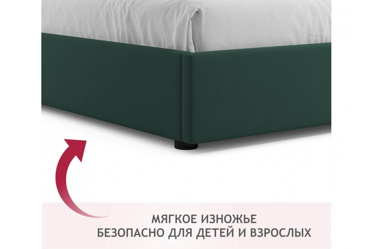 Мягкая кровать-софа без изголовья Base 1600 изумруд с подъемным ...