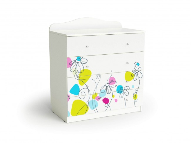 Комод Цветы,  Белый фото