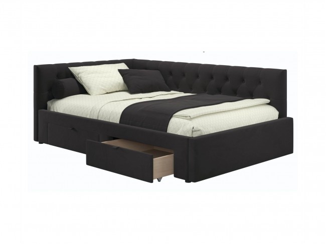 Мягкая кровать-тахта Afelia 1200 шоколад с ящиками фото