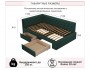Мягкая кровать-тахта Afelia 1200 изумруд c ящиками недорого