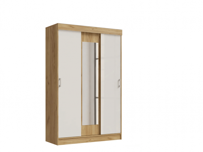 Басямиф Шкаф-купе, Дуб крафт/Белый Глянец фото