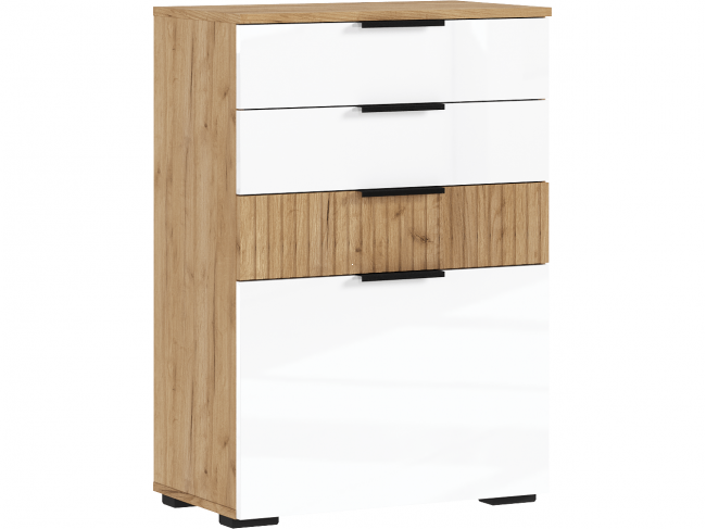 Комод 600 (Белый глянец, Дуб Крафт Золотой) фото