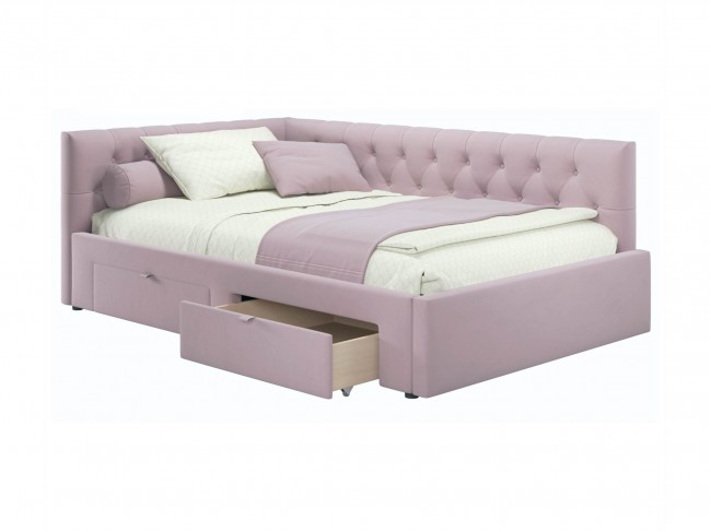 Мягкая кровать-тахта Afelia 1200 лиловая с ящиками фото