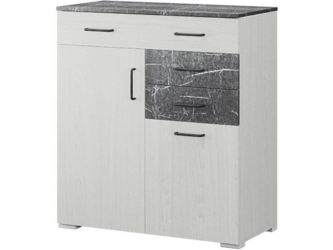Комод Теана -  Анкор светлый/МДФ мрамор дарк фото