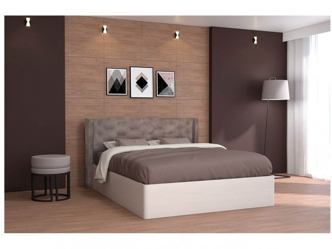 Кровать 160 арт.002 МОДЕРН (Бодега светлый/тк.Coffe) фото