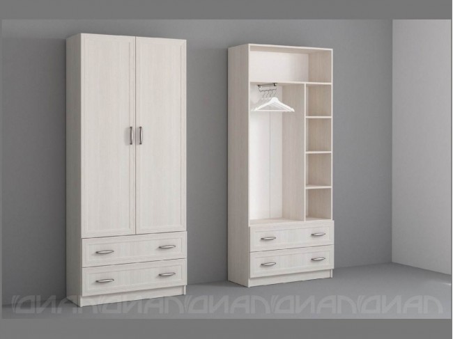 Колибри Шкаф 2-створчатый/ящики, рамка, Бодега белая/Сандал свет фото