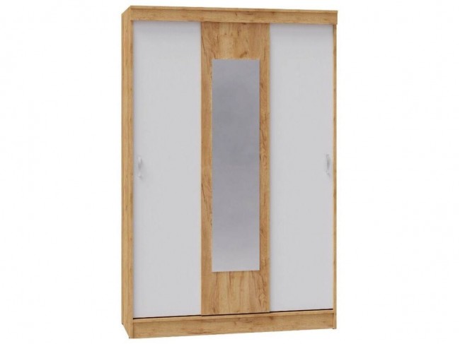 Шкаф-купе Басятэкс, белый/дуб крафт золотой фото