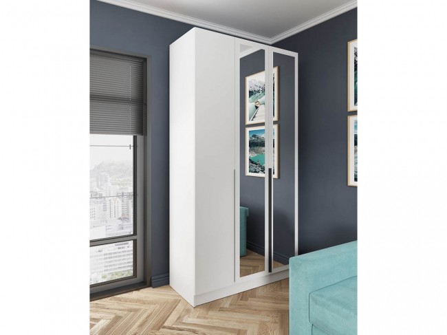 Шкаф Мадрид (1,2) с зеркалом белый фото