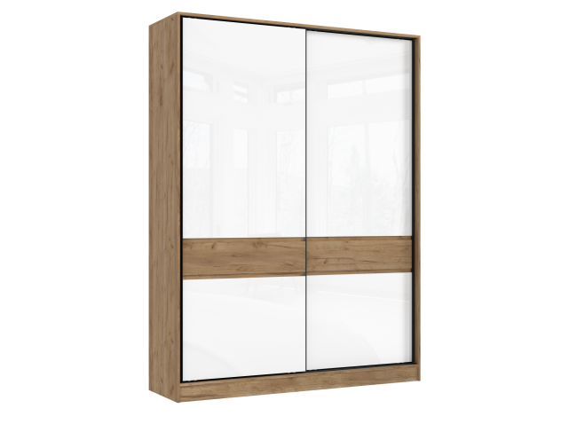 Роджинамиф Шкаф-купе 1800 дуб крафт/белый глянец фото