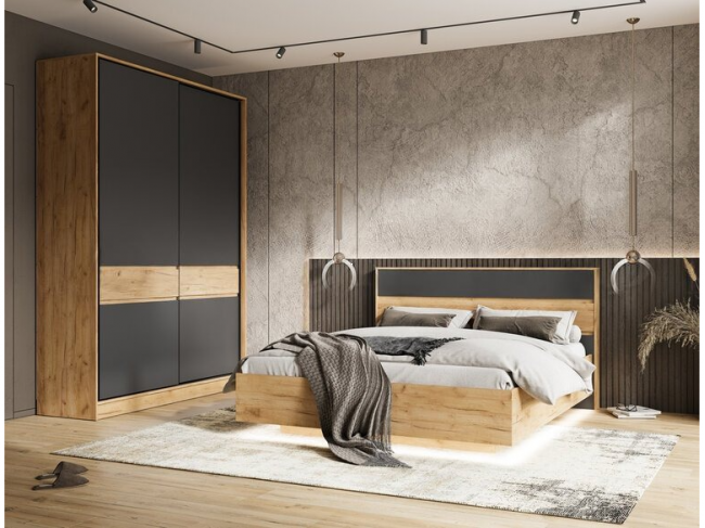 Спальня Роджинамиф дуб крафт/графит фото