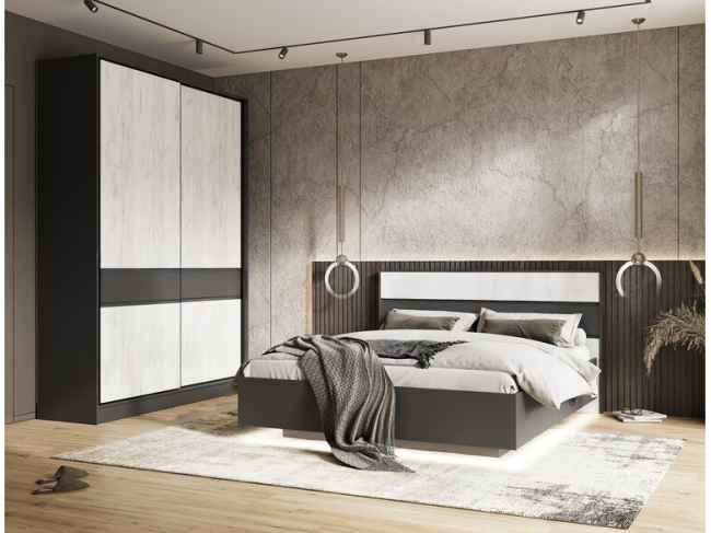 Спальня графит/дуб крафт белый фото