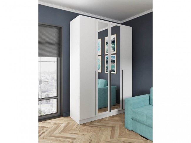 Шкаф Мадрид (1,6) с зеркалом белый фото