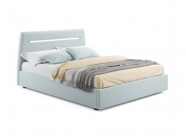 Мягкая кровать NEO с подсветкой и подъемным механизмом мята паст фото