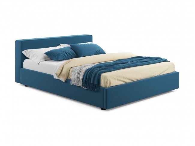 Мягкая кровать Skandi 1600 синяя с подъемным механизмом фото