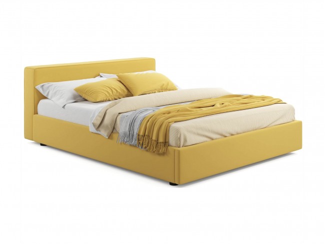 Мягкая кровать Skandi 1600 желтая с подъемным механизмом фото