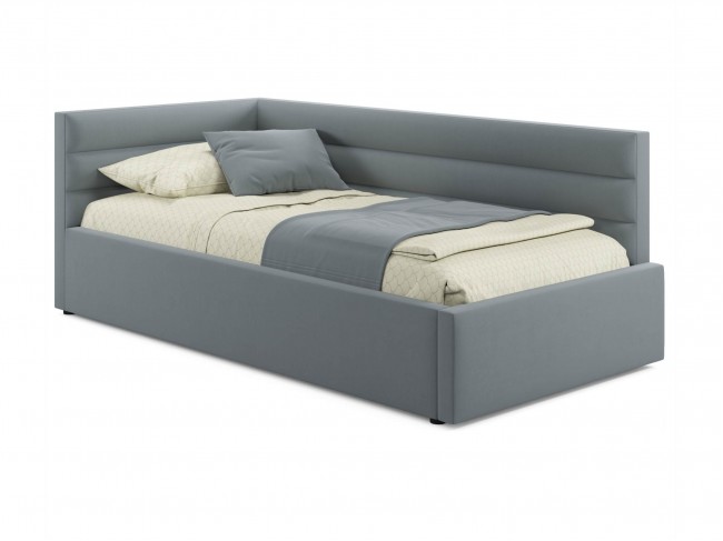 Мягкая кровать-тахта Aura 900 серая с подъемным механизмом фото