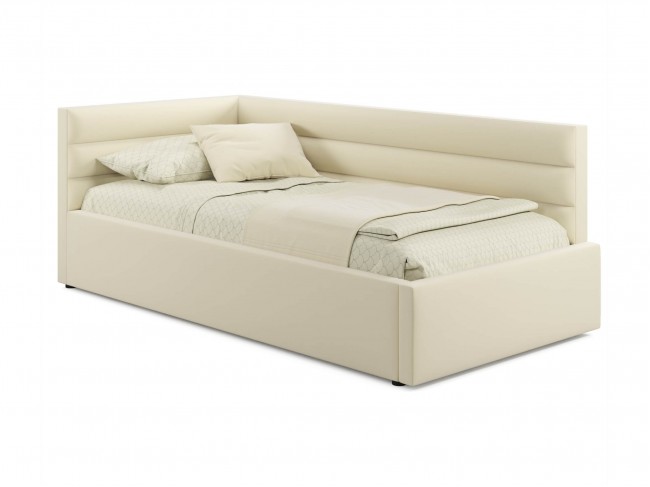 Мягкая кровать Aura 900 бежевая с подъемным механизмом фото