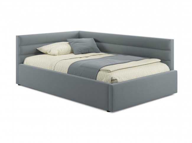 Мягкая кровать-тахта Aura 1200 серая с подъемным механизмом фото