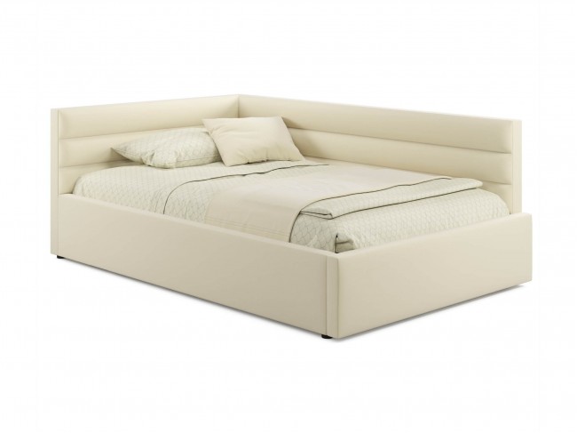 Мягкая кровать Aura 1200 бежевая с подъемным механизмом фото