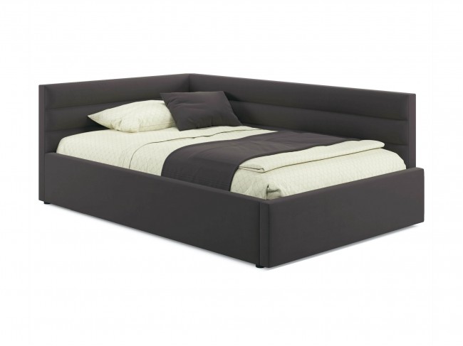 Мягкая кровать-тахта Aura 1200 шоколад с подъемным механизмом фото