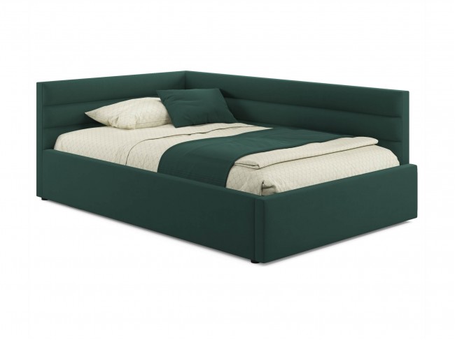 Мягкая кровать-тахта Aura 1200 изумруд с подъемным механизмом фото