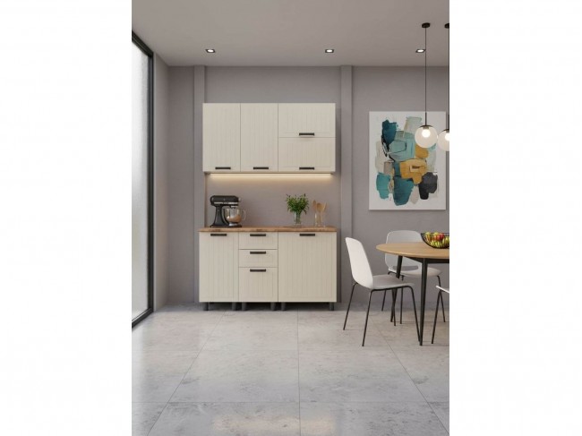 МК Аленушка 1,4м с ящ. Орхидея Крем,скоба черный,сонома фото