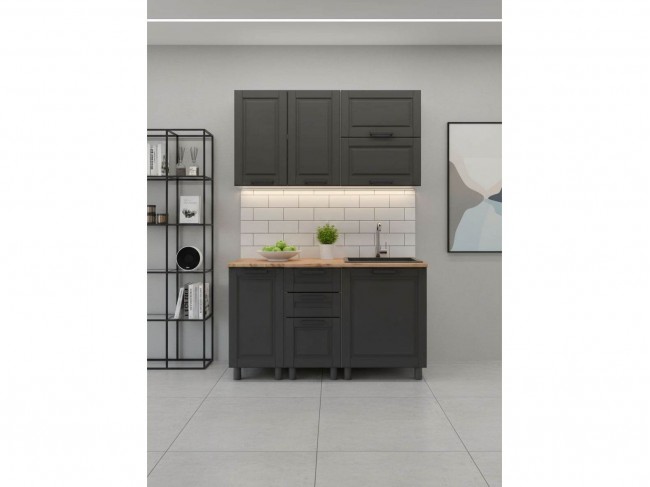 МК Аленушка 1,4м с ящ. Астра Сталь,скоба черный,сонома фото