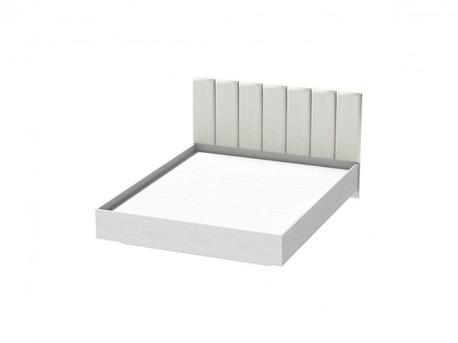 Кровать 1,6 арт.031-М1 (Полосы) - Ясень Анкор Светлый/к/з молочн фото