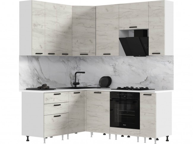 Кухня Рио NEW ЛДСП 1,6х2,0/900м (490), Компановка №2, Белый/Краф фото