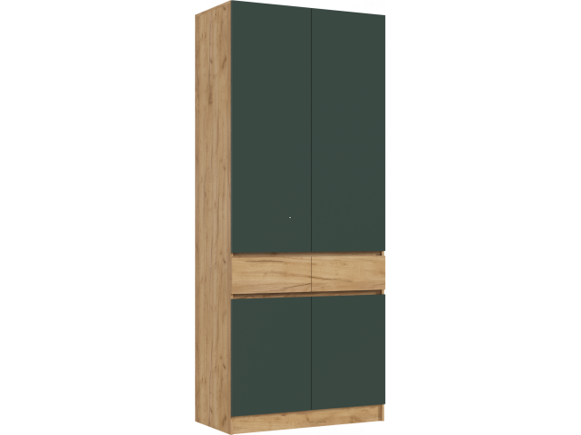 Шкаф 2-х створчатый, Дуб крафт/Изумрудный фото