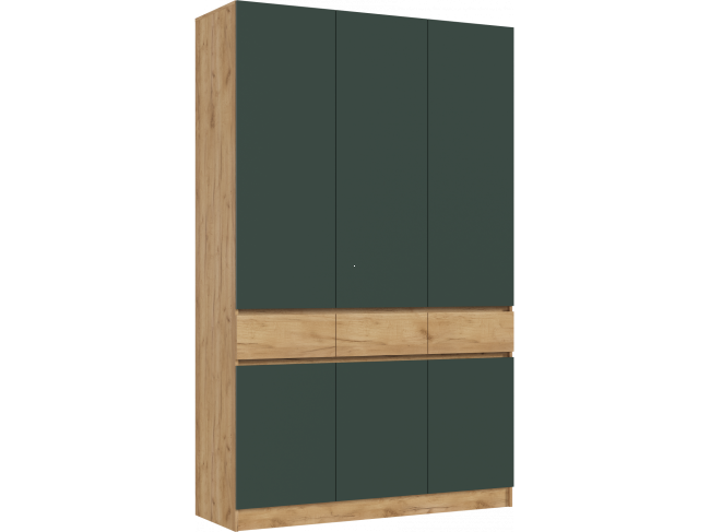 Роджинамиф Шкаф 3-х створчатый, Дуб крафт/Изумрудный фото