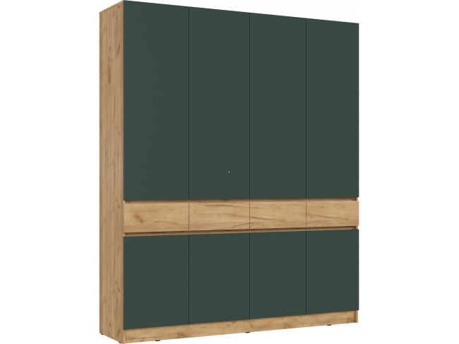 Шкаф 4-х створчатый, Дуб крафт/Изумрудный фото