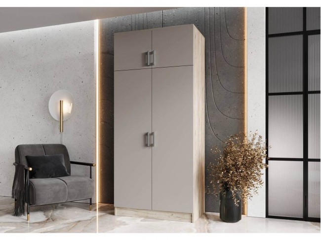 Шкаф 2-х створчатый (штанга+полка), Крафт серый/Кашемир фото